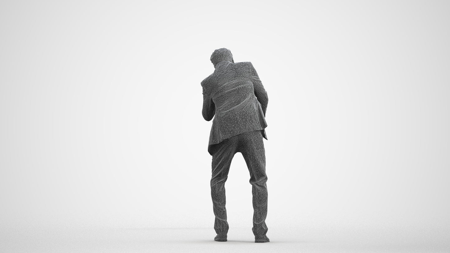 realistic 3D man business, scanned archviz people for Blender and 3ds Max, wireframe front view