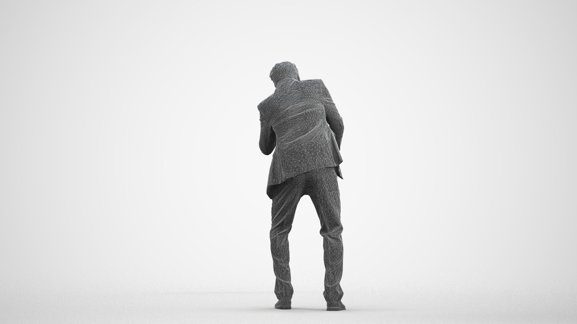 realistic 3D man business, scanned archviz people for Blender and 3ds Max, wireframe front view