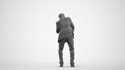 realistic 3D man business, scanned archviz people for Blender and 3ds Max, wireframe front view
