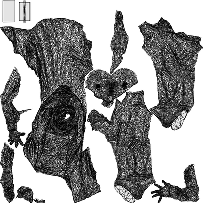 3D scanned man standing casual, photorealistic archviz people for Enscape and SketchUp, wireframe top-down view
