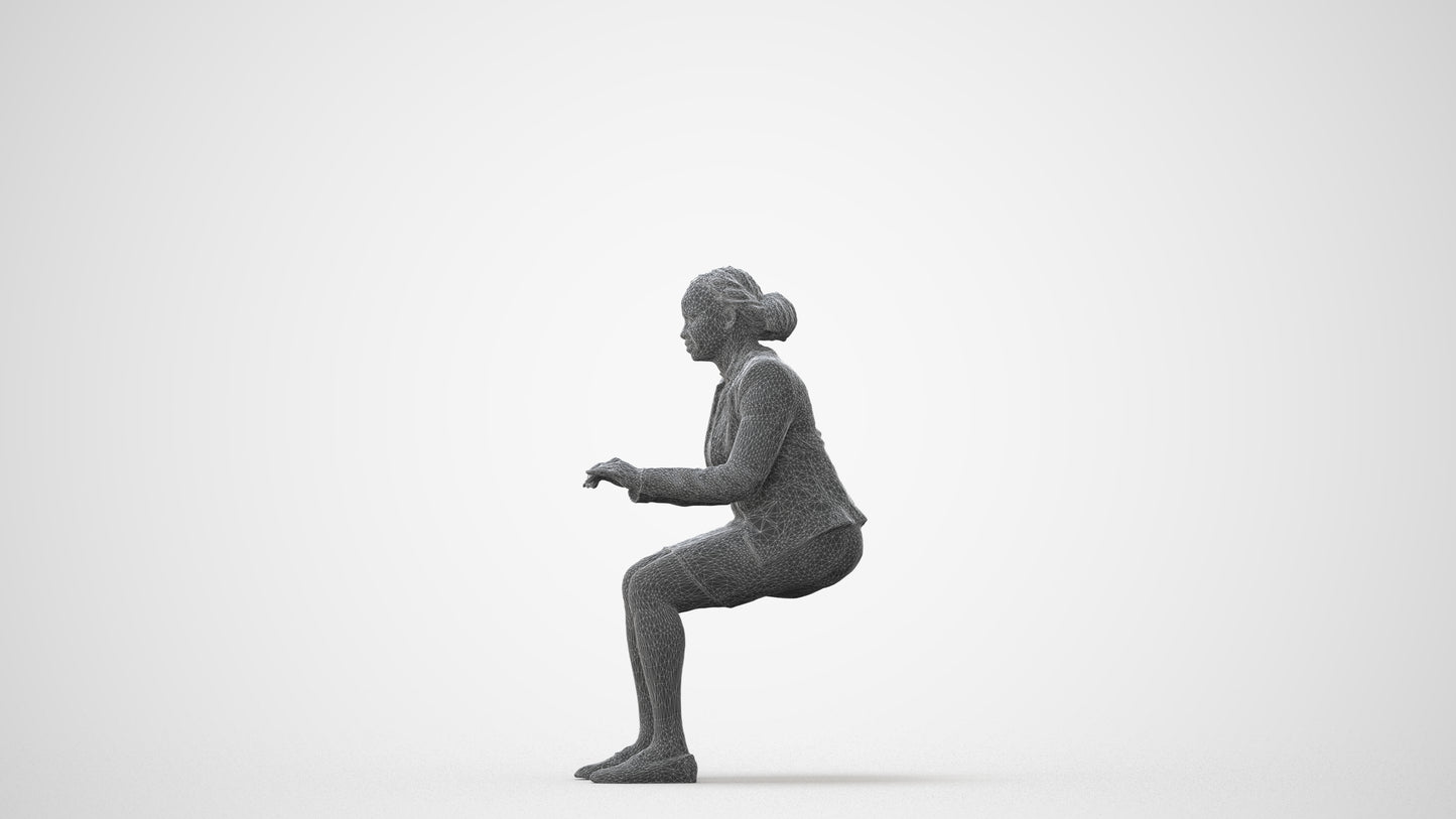 3D people model woman business sitting, scanned human for 3ds Max rendering, square thumbnail