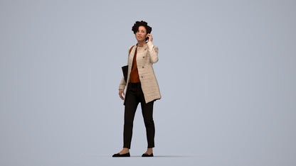 realistic 3D people woman business standing, render-ready for V-Ray and Corona, FBX OBJ, top-down view render
