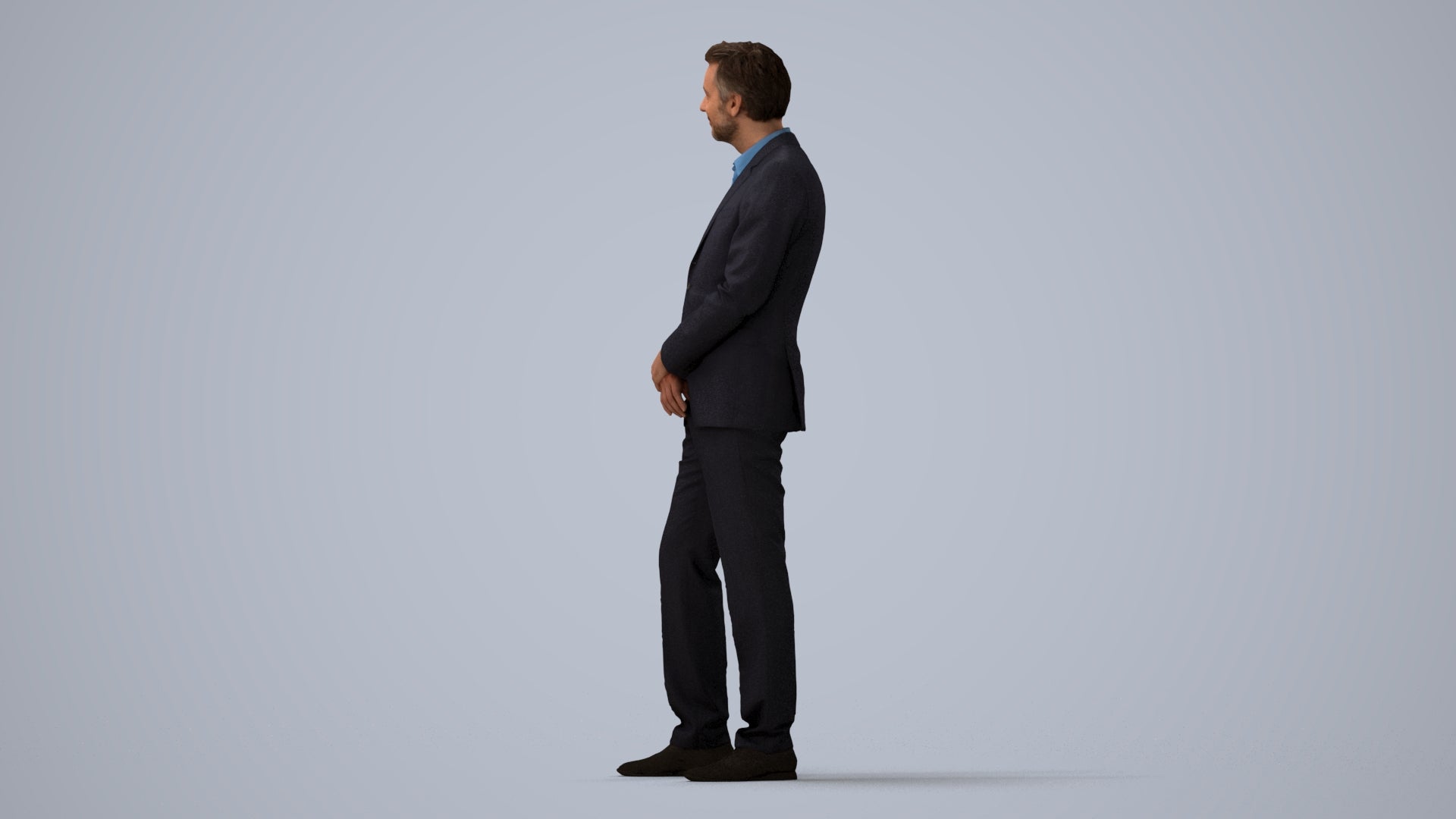 realistic 3D people man business, render-ready for V-Ray and Corona, FBX OBJ, three-quarter view render