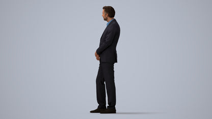realistic 3D people man business, render-ready for V-Ray and Corona, FBX OBJ, three-quarter view render