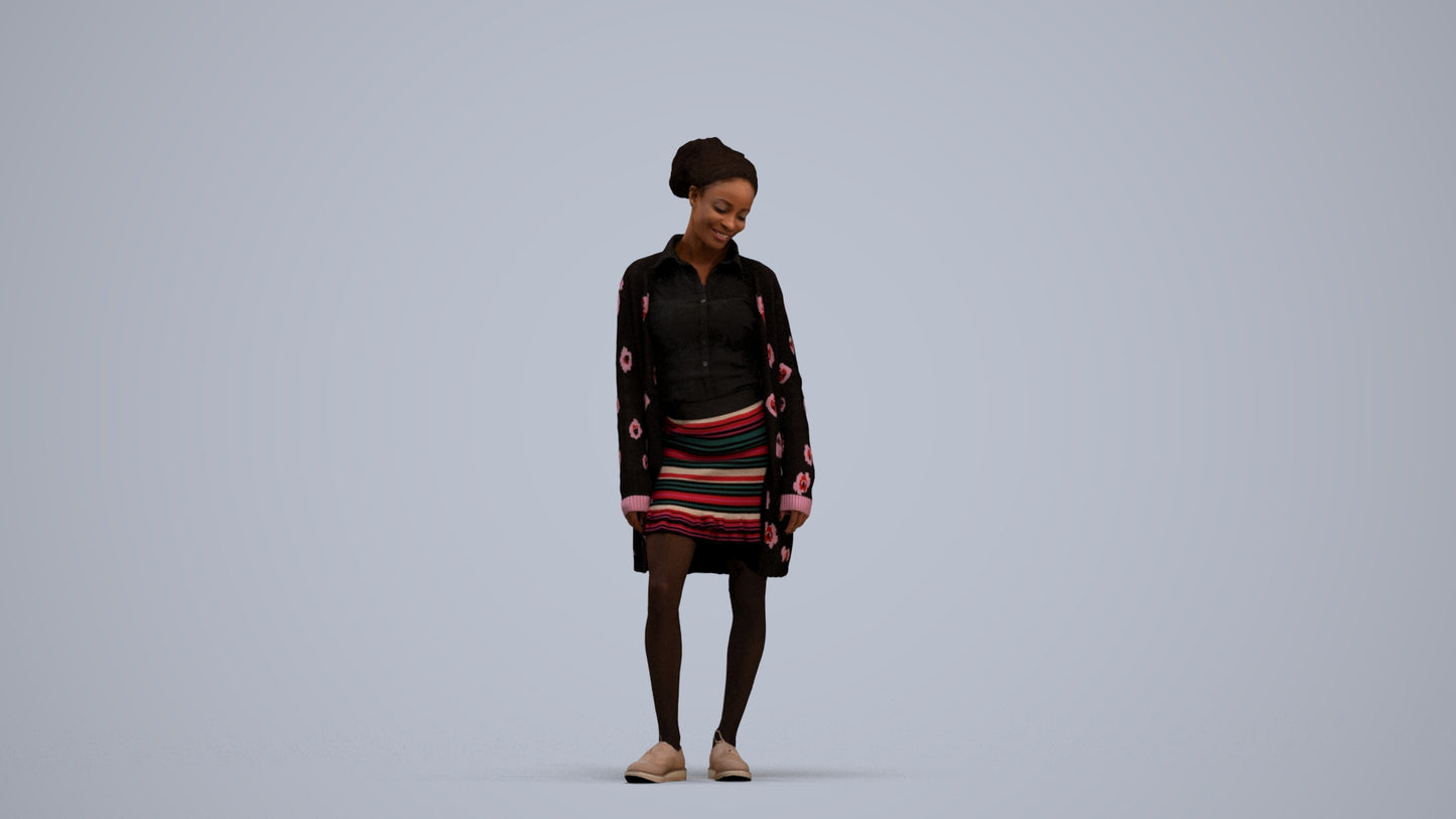 realistic 3D people woman casual standing, render-ready for V-Ray and Corona, FBX OBJ, standing pose render