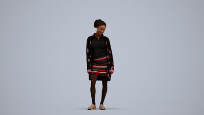 realistic 3D people woman casual standing, render-ready for V-Ray and Corona, FBX OBJ, standing pose render
