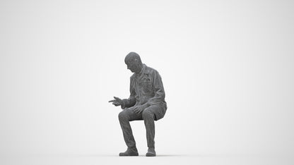 realistic 3D senior man medical, scanned archviz people for Blender and 3ds Max, wireframe back view