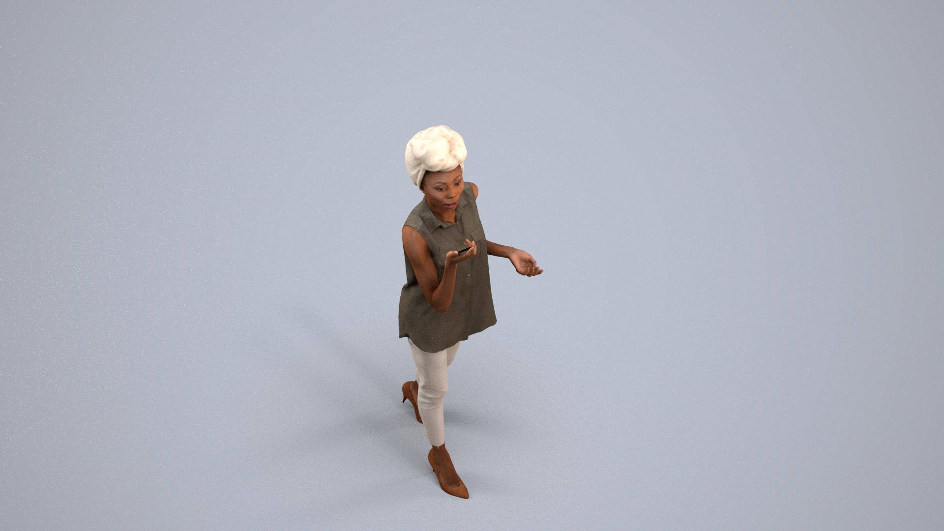 scanned 3D woman casual walking, photogrammetry people for Enscape and V-Ray, back view render
