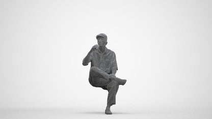 realistic 3D people man casual sitting, render-ready for V-Ray and Corona, FBX OBJ, three-quarter front view render