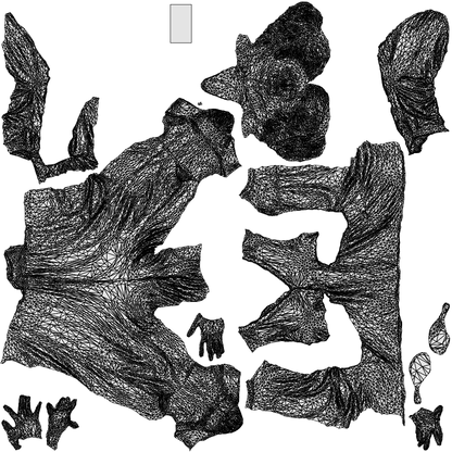 scanned 3D woman casual standing, photogrammetry people for Enscape and V-Ray, wireframe top-down view