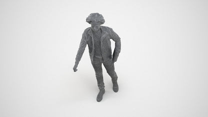 photogrammetry 3D man casual mix, realistic human model archviz FBX, wireframe three-quarter view