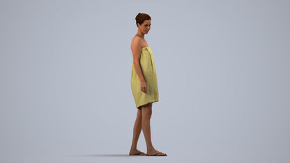 scanned 3D woman casual bathroom, photogrammetry people for Enscape and V-Ray, side view render