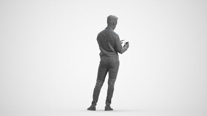 realistic 3D people man business standing, render-ready for V-Ray and Corona, FBX OBJ, wireframe front view