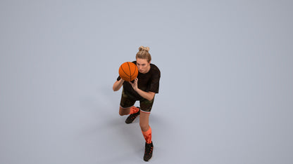 3D human model woman sport, photogrammetry scanned person for archviz, back view render
