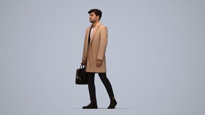 realistic 3D human man business walking, archviz people FBX OBJ for Blender, top-down view render