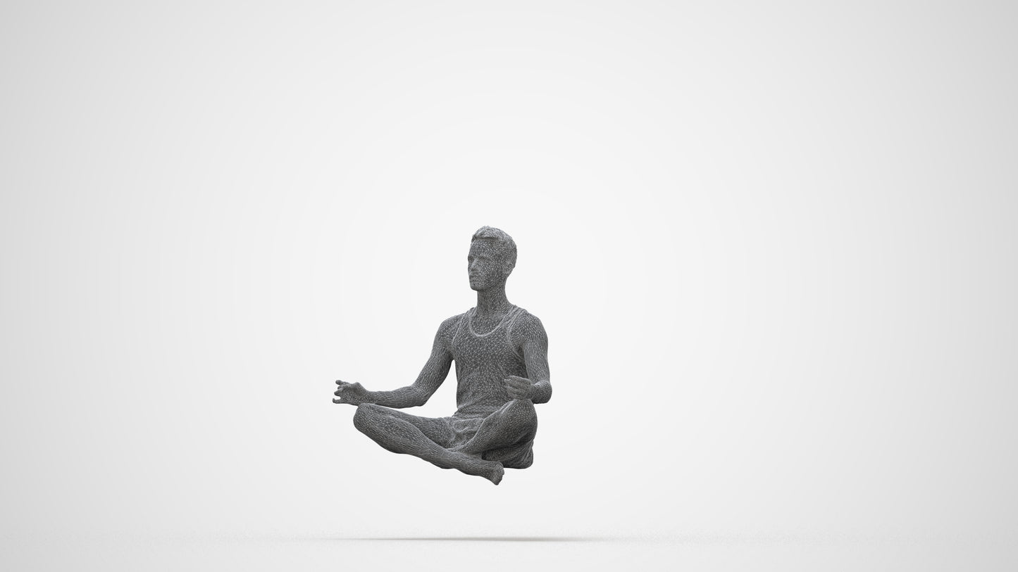 realistic 3D man sport, scanned archviz people for Blender and 3ds Max, wireframe back view