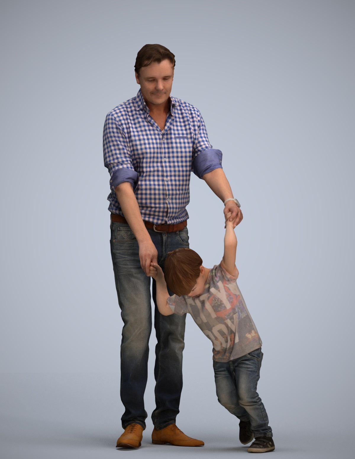 3D human model boy casual kids, photogrammetry scanned person for archviz