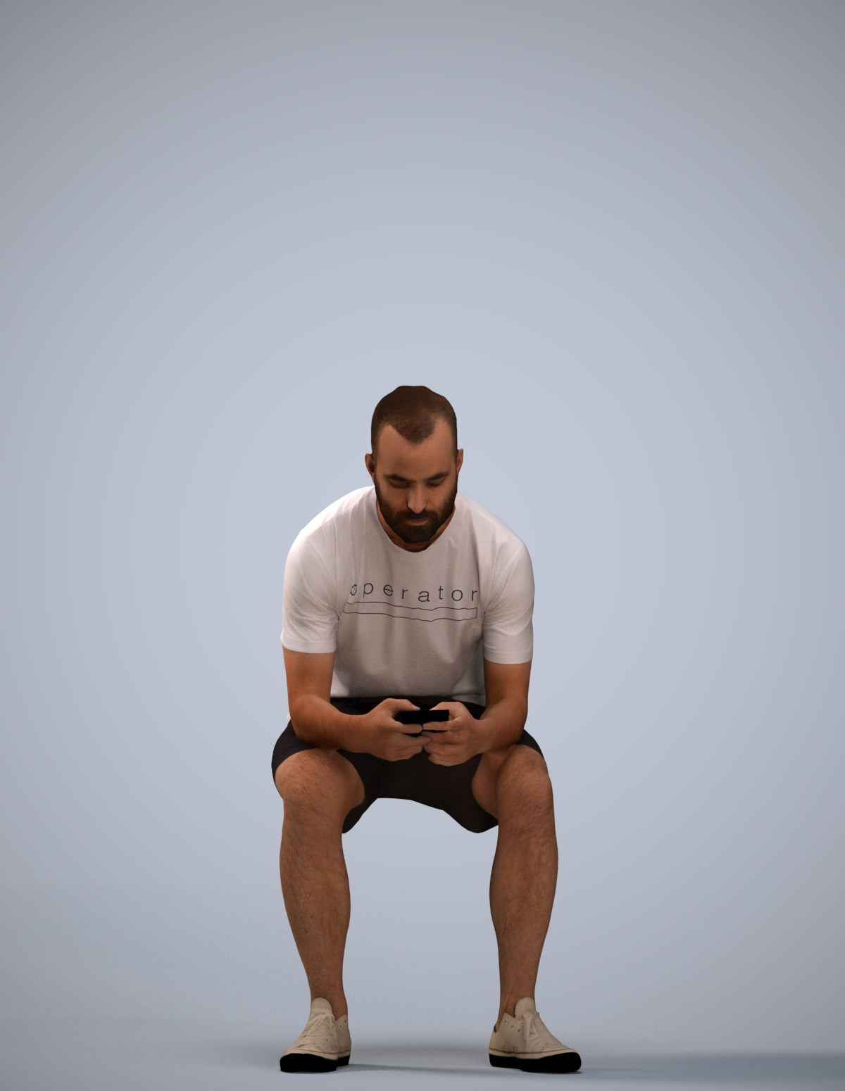 realistic 3D human man casual sitting, archviz people FBX OBJ for Blender