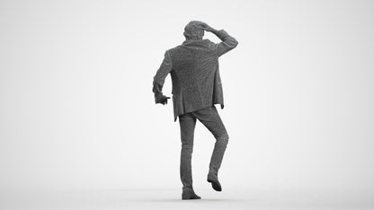 scanned 3D man business standing, photogrammetry people for Enscape and V-Ray, wireframe front view