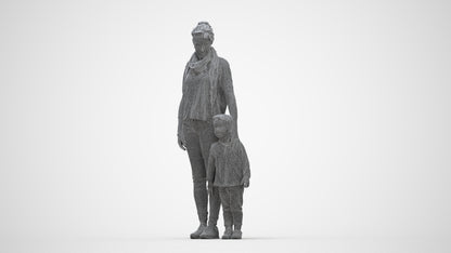 realistic 3D people girl casual kids, render-ready for V-Ray and Corona, FBX OBJ, wireframe back view