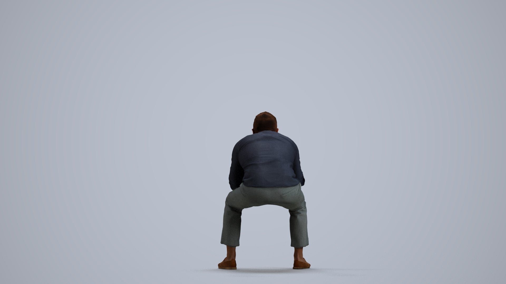 realistic 3D human man casual sitting, archviz people FBX OBJ for Blender, front view render