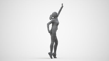 realistic 3D human woman sport, archviz people FBX OBJ for Blender, wireframe side view