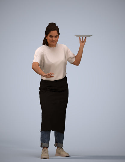 3D people model woman hospitality, scanned human for 3ds Max rendering