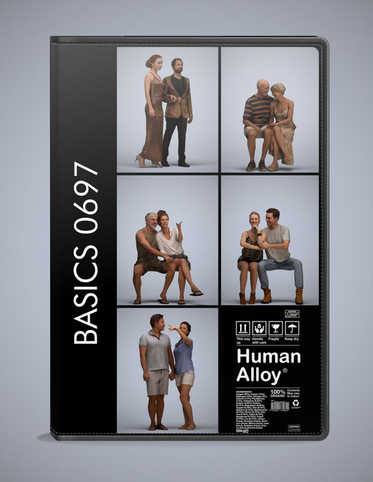 3D human models couple bundle, 5 photogrammetry scanned people for archviz