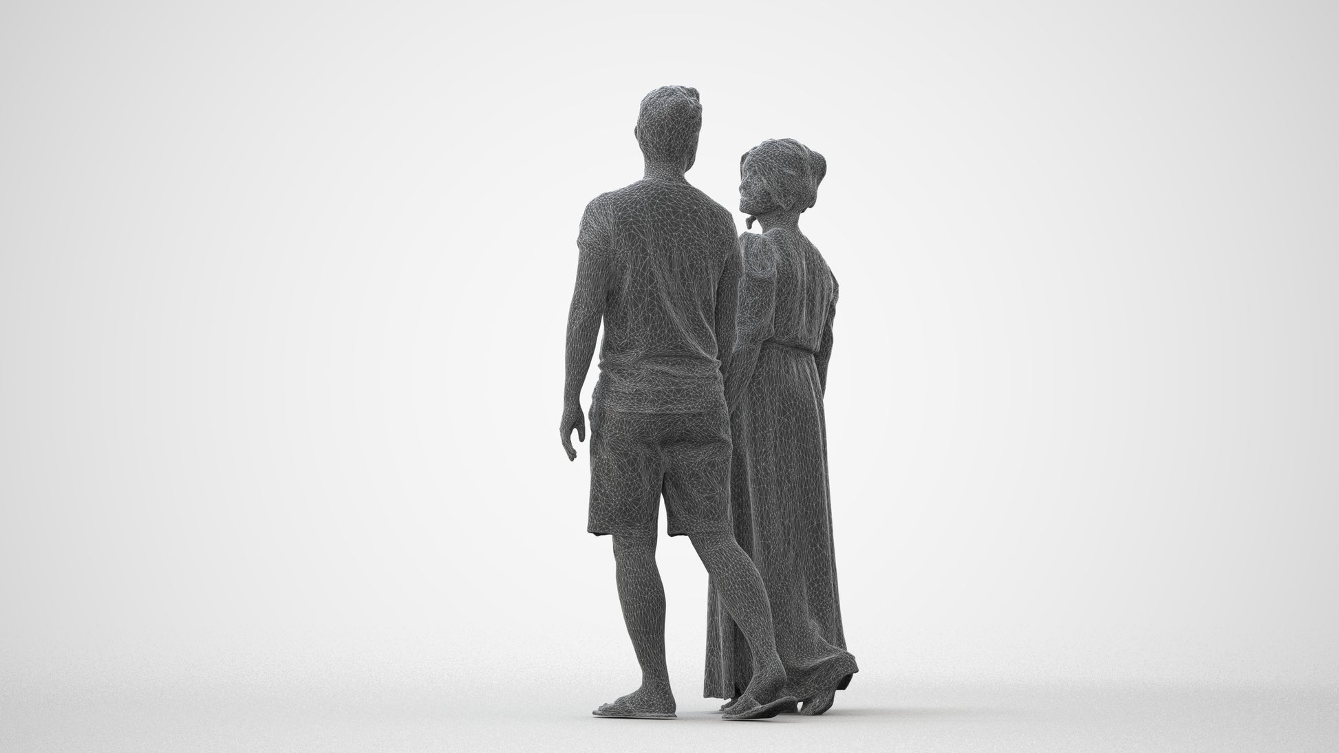3D human model woman couple, photogrammetry scanned person for archviz, square thumbnail