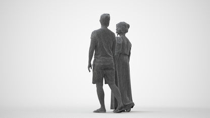 3D human model woman couple, photogrammetry scanned person for archviz, square thumbnail
