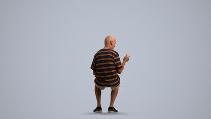 3D scanned senior man sitting casual, photorealistic archviz people for Enscape and SketchUp, front view render