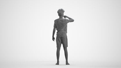 3D scanned boy kids, photorealistic archviz people for Enscape and SketchUp, wireframe front view