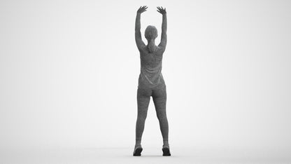 realistic 3D human girl sport, archviz people FBX OBJ for Blender, wireframe front view