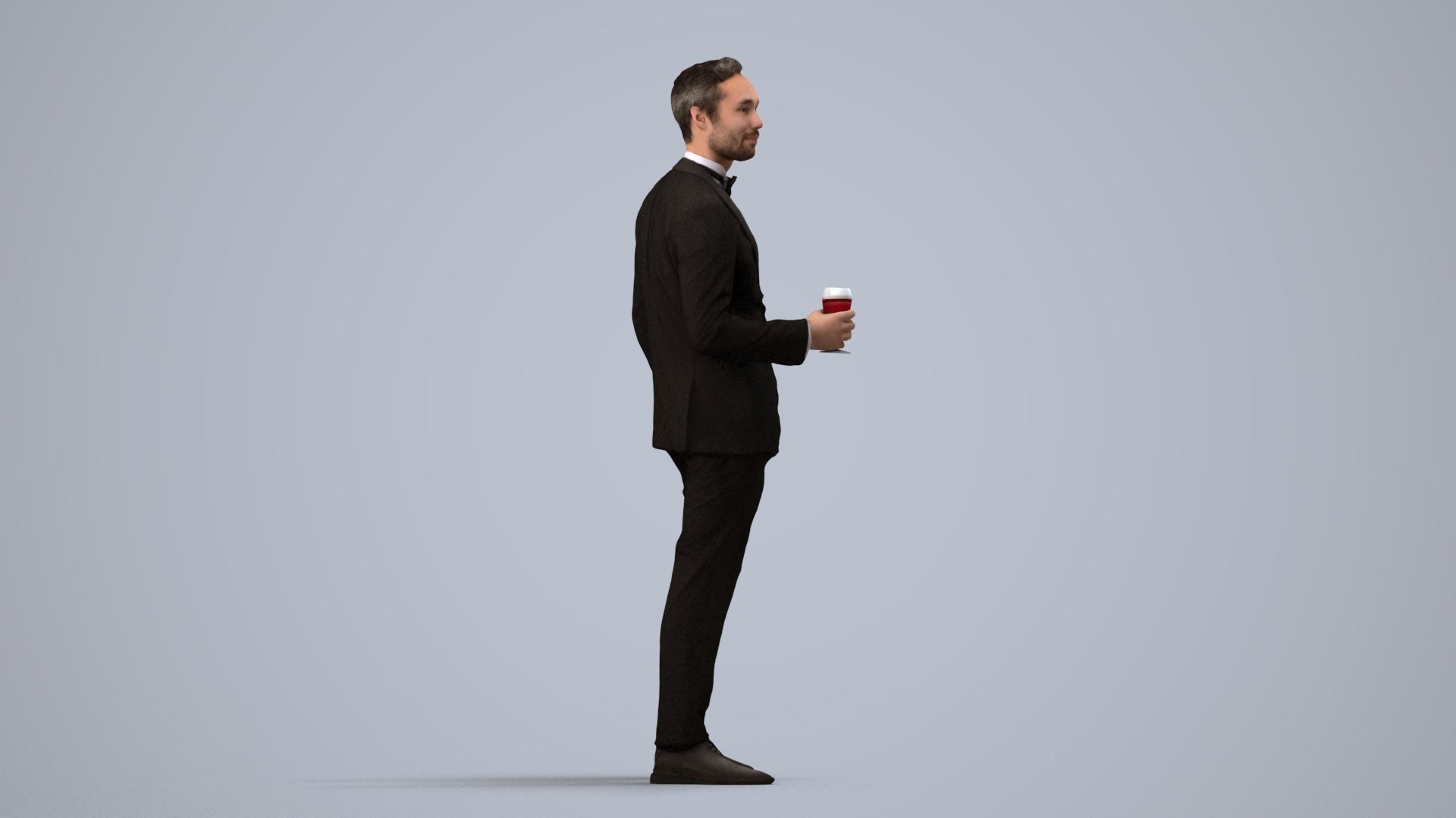 scanned 3D man formal formalaffairs, photogrammetry people for Enscape and V-Ray, side view render