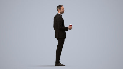 scanned 3D man formal formalaffairs, photogrammetry people for Enscape and V-Ray, side view render