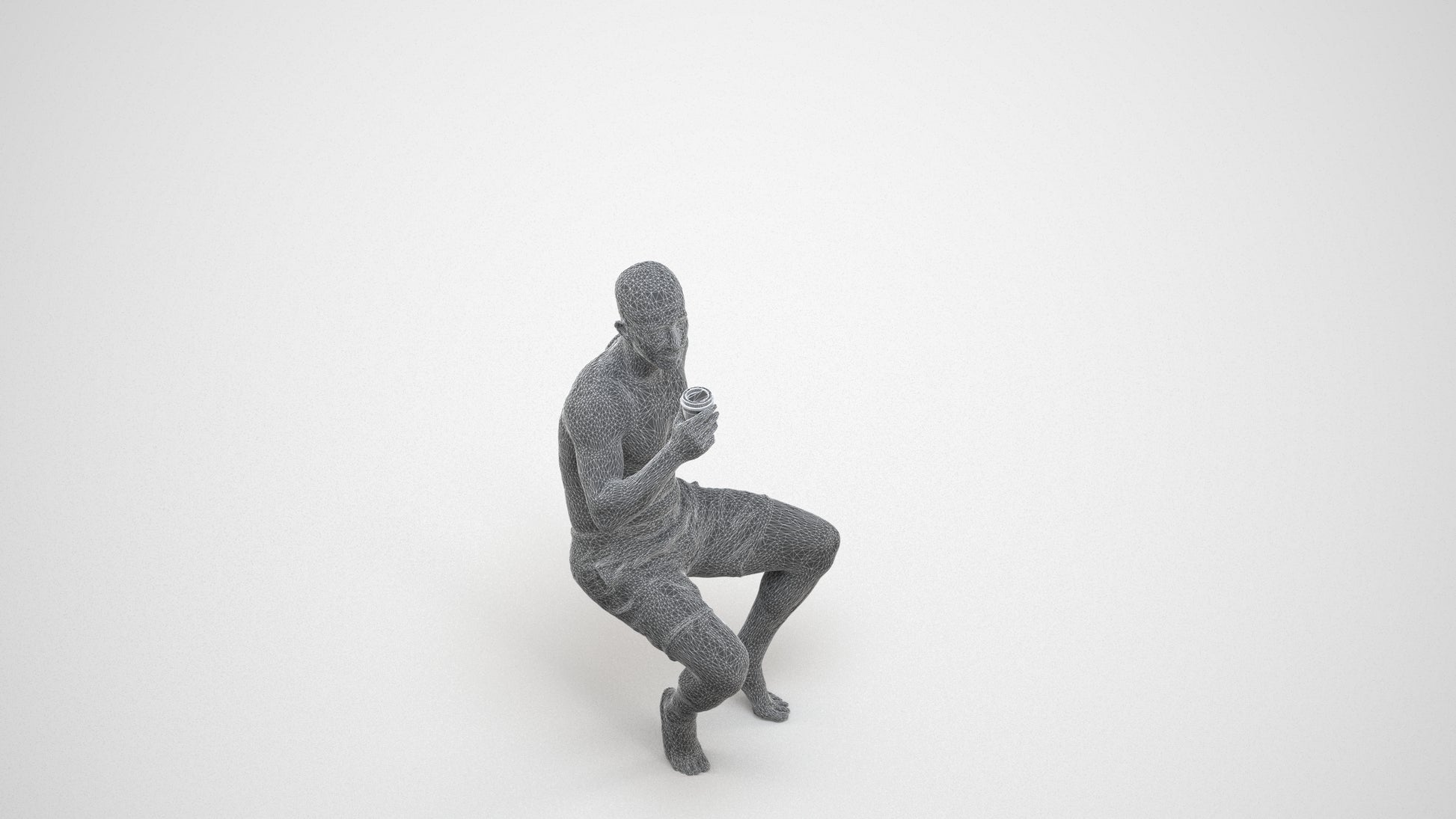 realistic 3D people man pool, render-ready for V-Ray and Corona, FBX OBJ, wireframe three-quarter view