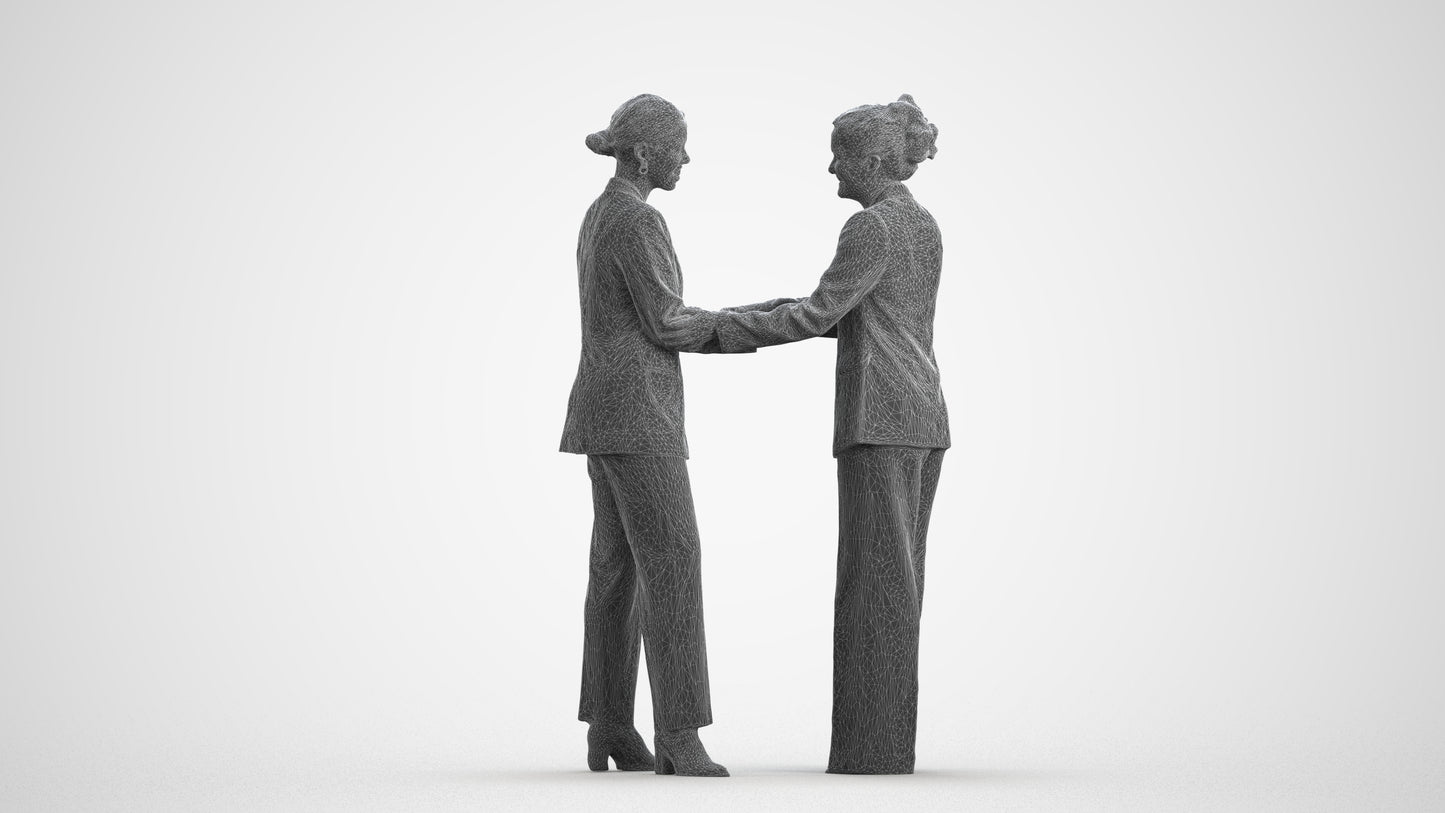 realistic 3D woman business, scanned archviz people for Blender and 3ds Max, wireframe front view