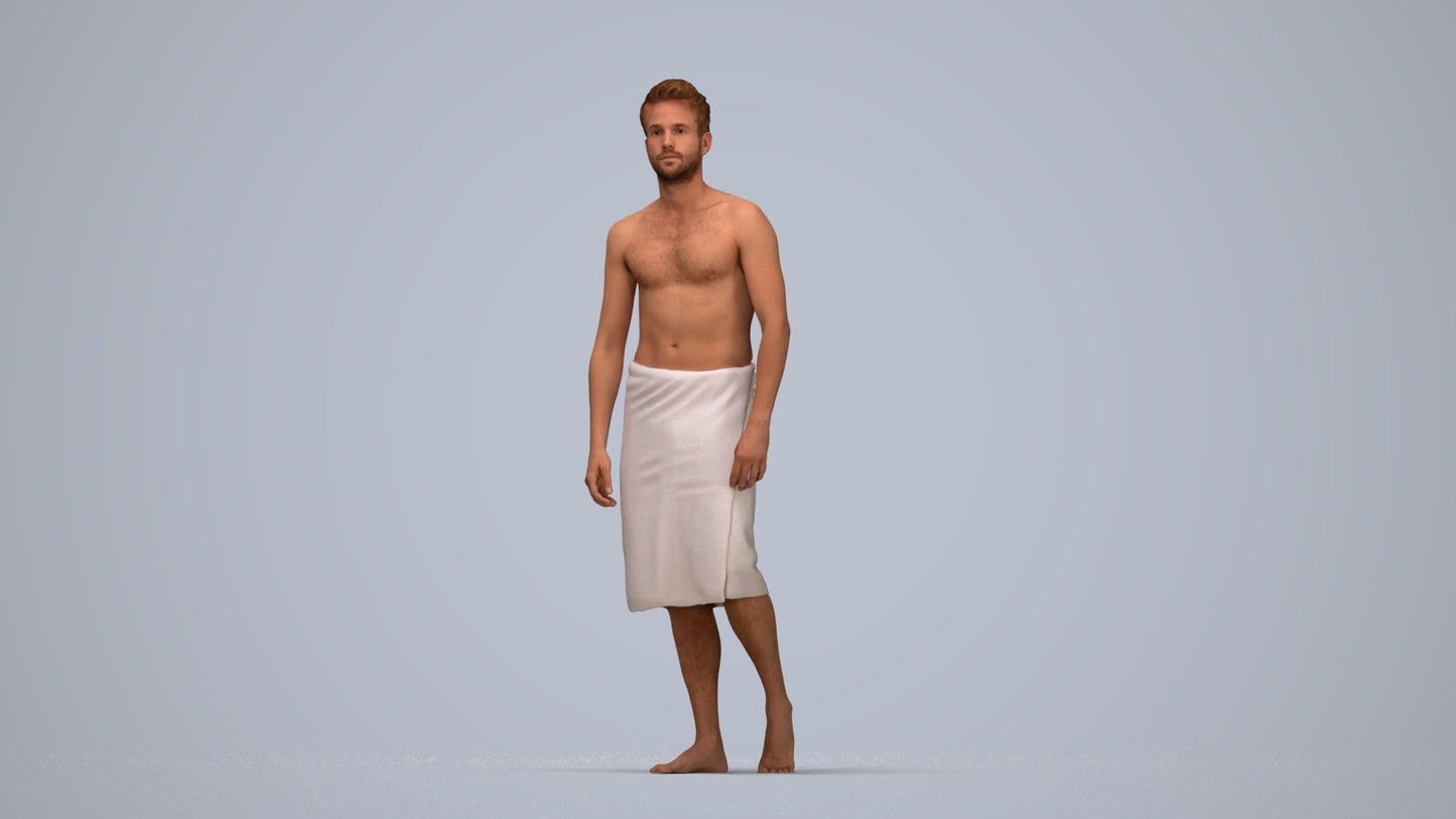 photogrammetry 3D man sport, realistic human model archviz FBX, top-down view render