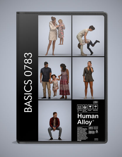 realistic 3D people kids set, 5 render-ready models for V-Ray and Corona