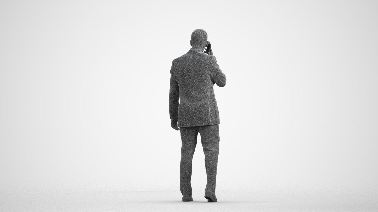 realistic 3D people man business, render-ready for V-Ray and Corona, FBX OBJ, wireframe front view