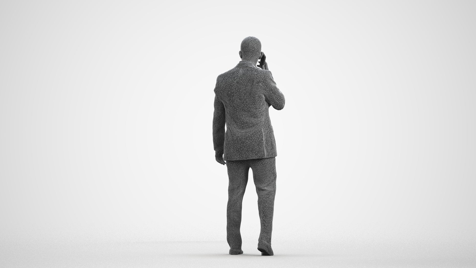 realistic 3D people man business, render-ready for V-Ray and Corona, FBX OBJ, wireframe front view
