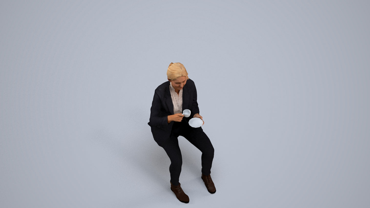 scanned 3D woman business, photogrammetry people for Enscape and V-Ray, back view render