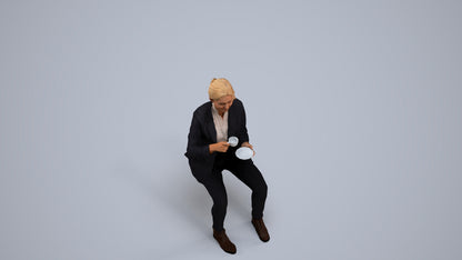 scanned 3D woman business, photogrammetry people for Enscape and V-Ray, back view render