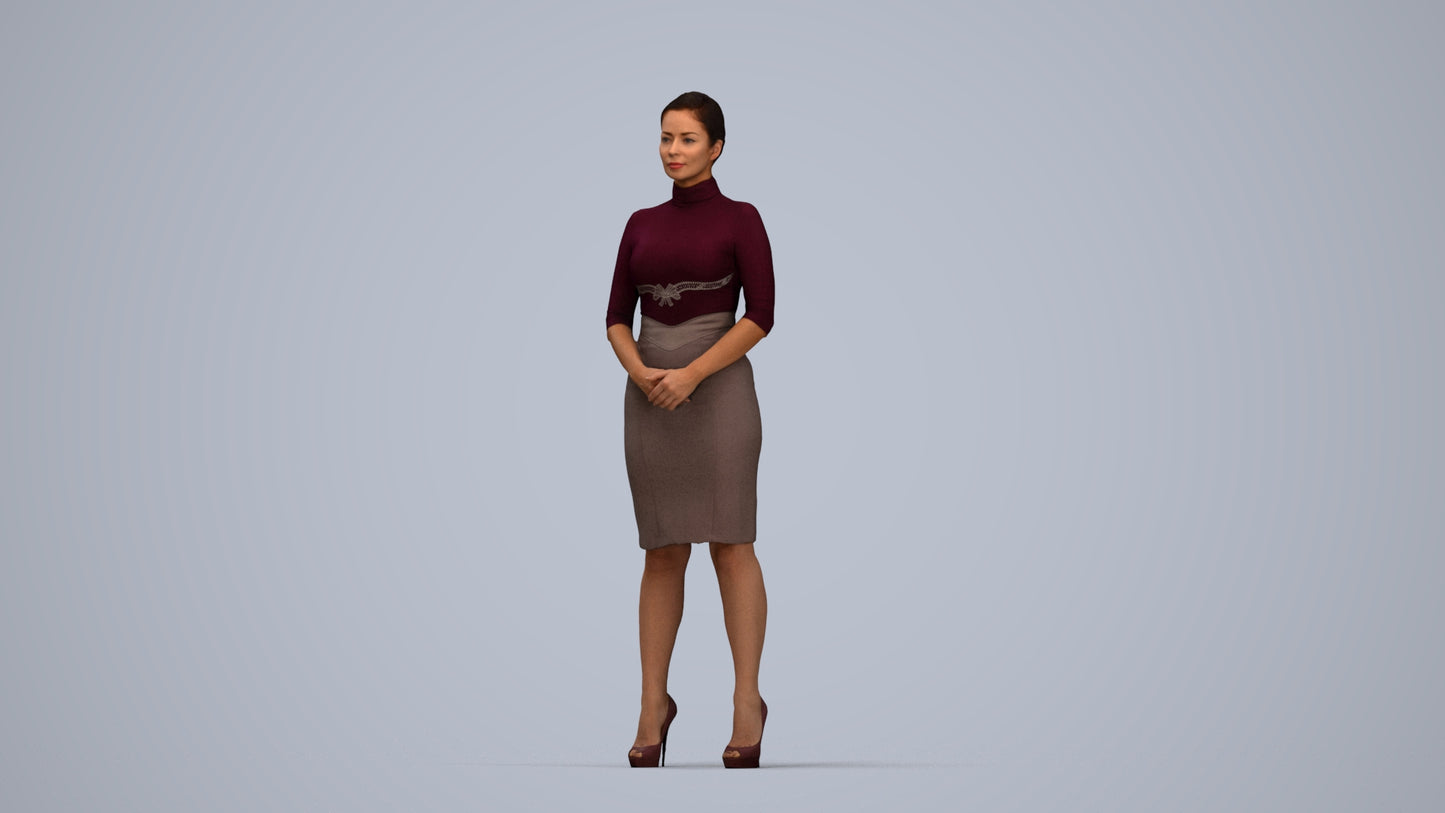 scanned 3D woman business, photogrammetry people for Enscape and V-Ray, top-down view render