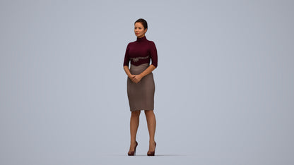 scanned 3D woman business, photogrammetry people for Enscape and V-Ray, top-down view render