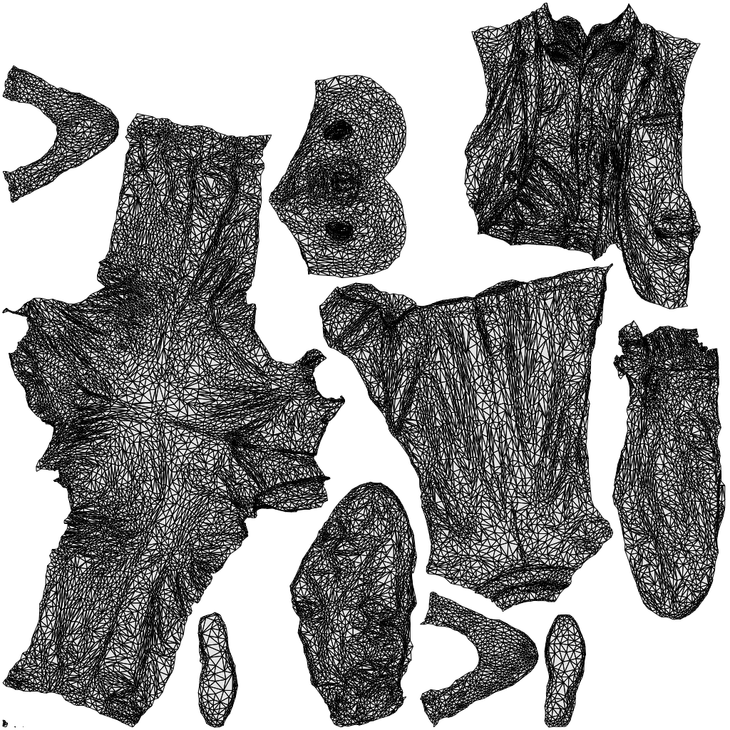 3D scanned senior man business, photorealistic archviz people for Enscape and SketchUp, wireframe top-down view