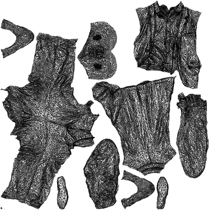 3D scanned senior man business, photorealistic archviz people for Enscape and SketchUp, wireframe top-down view