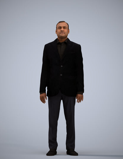 scanned 3D man formal standing, photogrammetry people for Enscape and V-Ray
