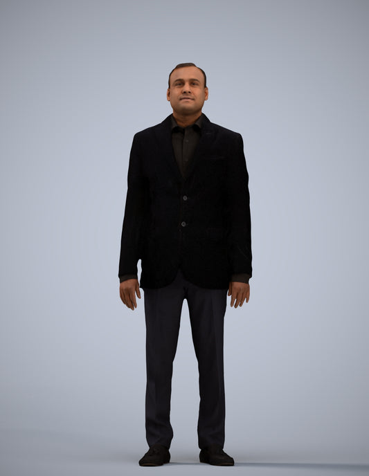 scanned 3D man formal standing, photogrammetry people for Enscape and V-Ray