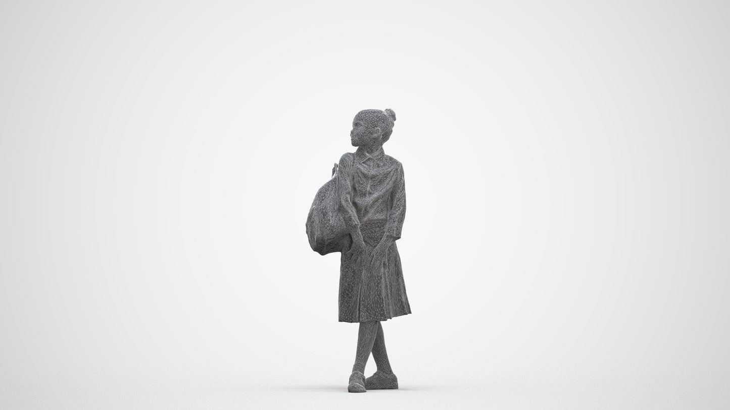 3D people model girl kids, scanned human for 3ds Max rendering, three-quarter front view render